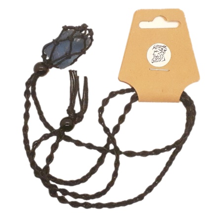 Black String Necklace and Blue Stone blue-stone-dark-brown-string-necklace