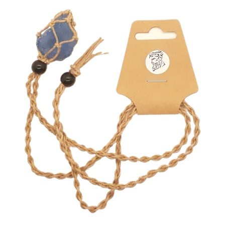 Light Brown String Necklace and Blue Stone blue-stone-light-brown-string-necklace