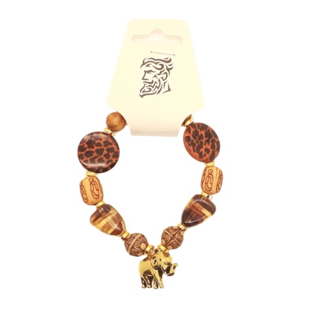 Brown Beads Bracelet with Elephant 8" brown-beads-bracelet-elephant_8inches_571020333