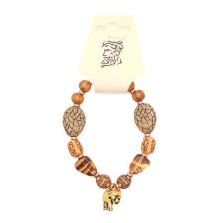 Brown Beads Bracelet with Elephant 9" brown-beads-bracelet-elephant_9inches_1580924151