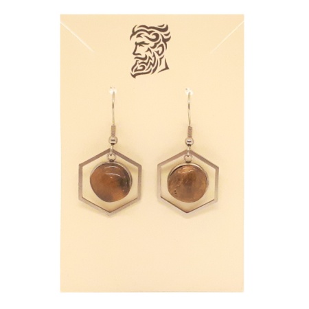 Hexagon Frame with Brown Stones brown-stones-hexagon-frame-earrings