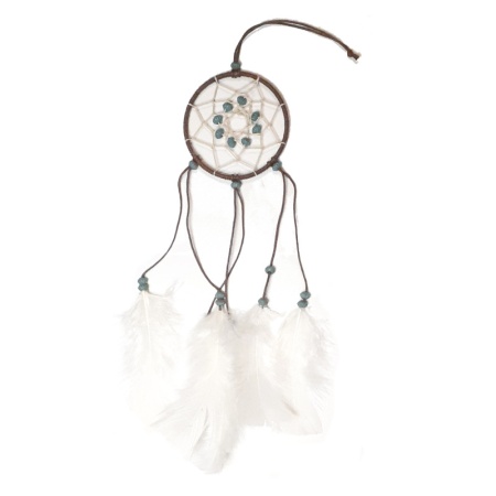 Dream Catcher Light Blue Beads and White Feathers 3" dreams-catcher-light-blue-beads-white-feathers-dia-3inches
