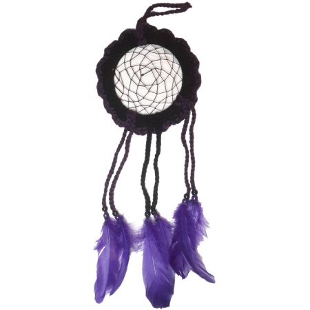 Dream Catcher Yarn Purple Feathers 4" dreams-catcher-yarn-purple-feathers-dia-4inches