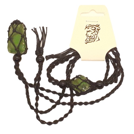 Green Stones Necklace & Bracelet green-stones-dark-brown-string-necklace-bracelet-set