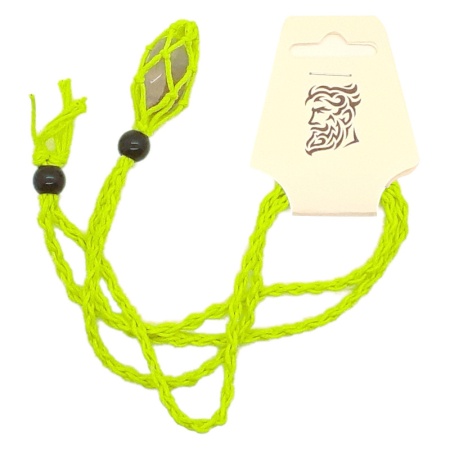 Green String Necklace and Light Brown Stone string-necklace-stone_011