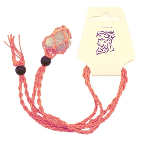 Salmon String Necklace and Light Green Stone string-necklace-stone_016_1297986296