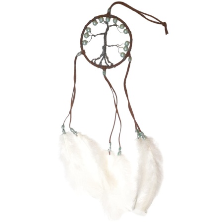 Tree of Life White Feathers Light Green Beads 4" tree-of-life-white-feathers-light-green-beads-dia-4inches