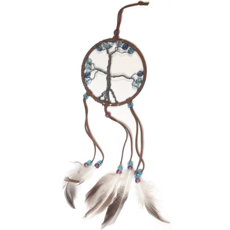 Tree of Life White Grey Feathers Mix Beads 4" tree-of-life-white-grey-feathers-mix-beads-dia-4inches