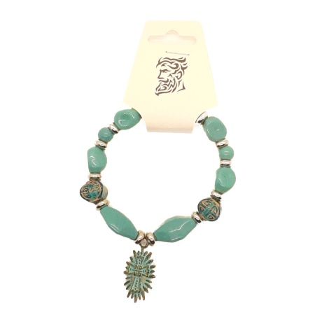 Turquoise Beads Bracelet with Solar Cross 8" 1/2 turquoise-beads-bracelet-with-solar-cross_8half-inches